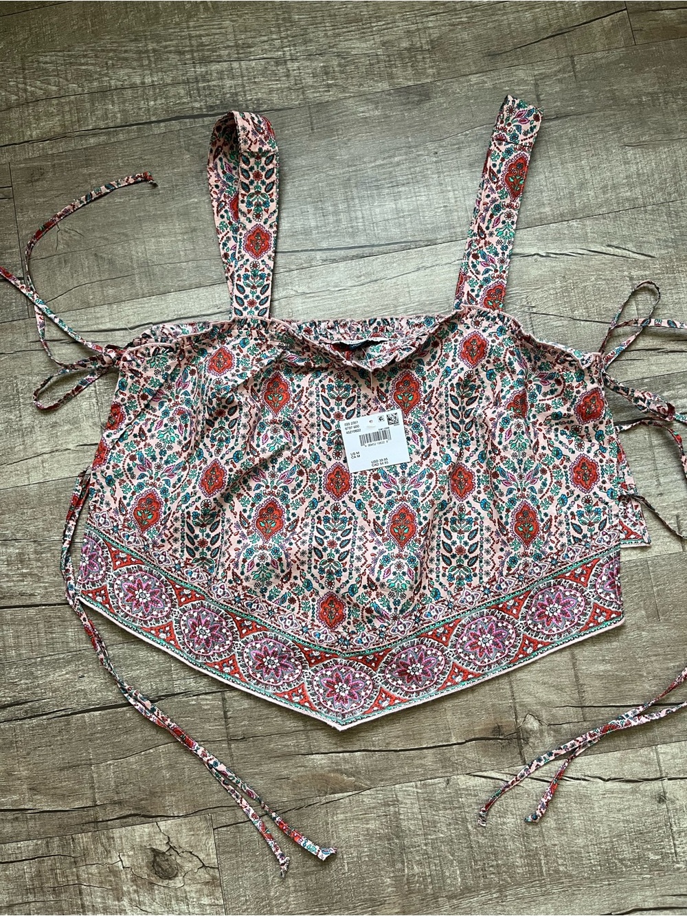 (NWT) American Eagle Outfitters Pink Paisley-Print Tie Strap Tank